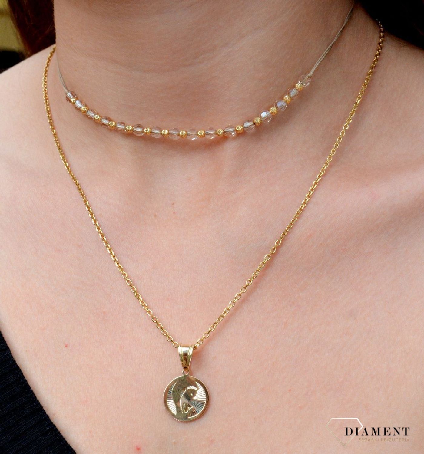 Złota zawieszka 585 medalik wizerunek Matka Boska ZA 7024.jpg